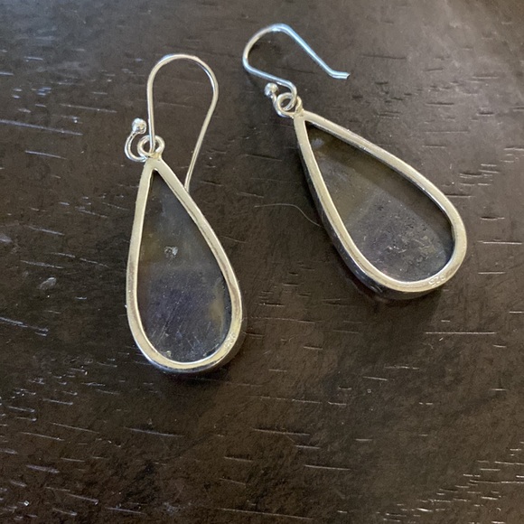 Fluorite Teardrop sterling silver pierced earrings - Picture 3 of 4